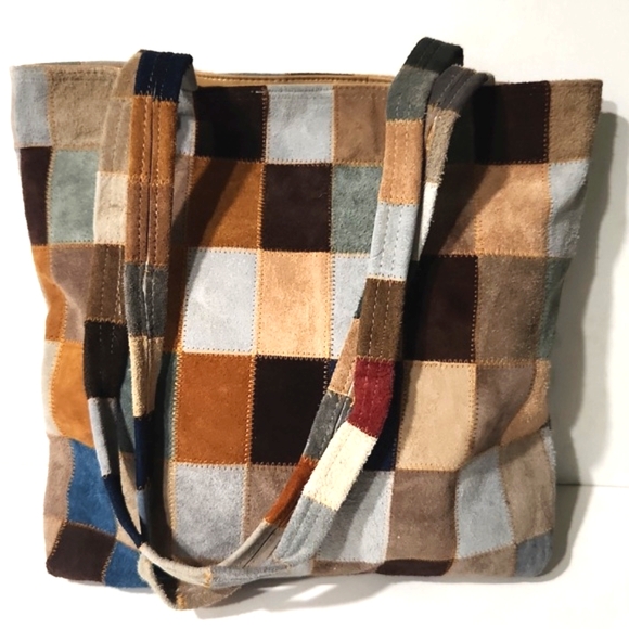 Handbags - Suede Patchwork Large Tote Bag EUC!